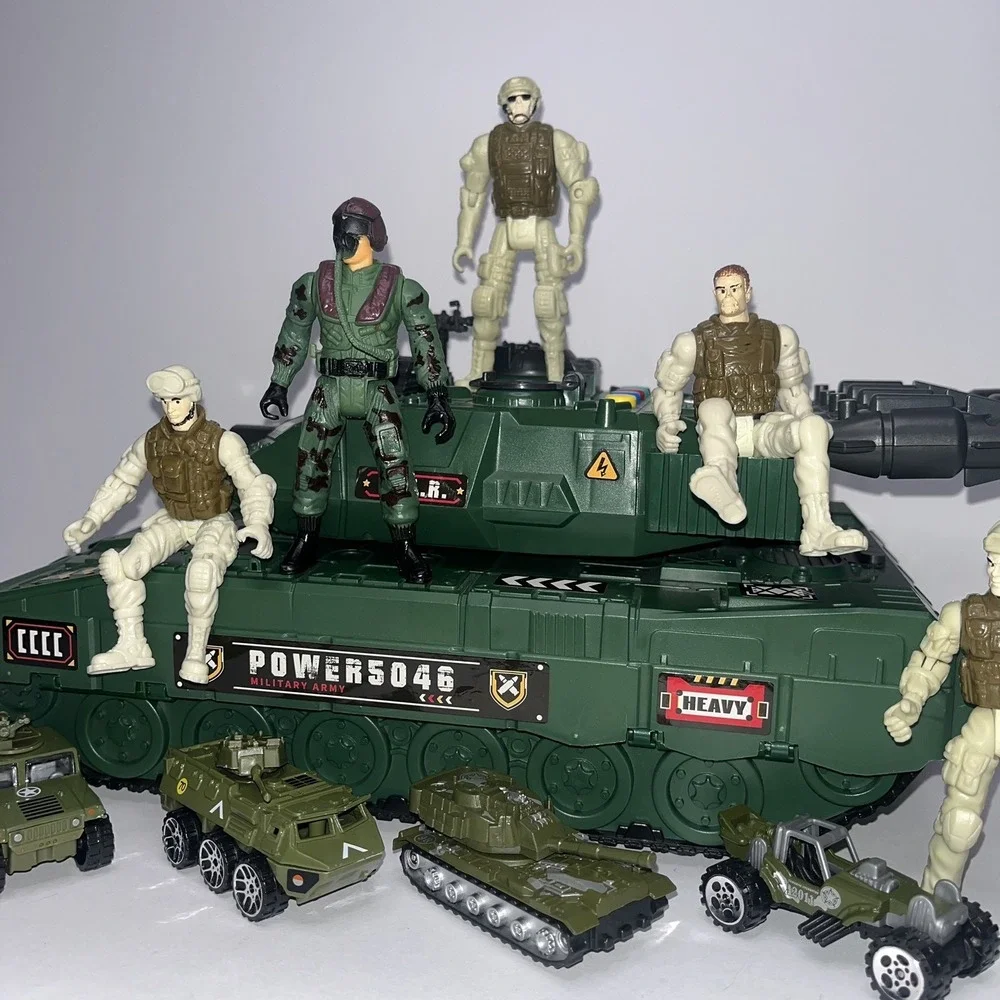 Army Tank Toy Missile Launcher Sound Effects w/ Army Men & Toy Cars Military